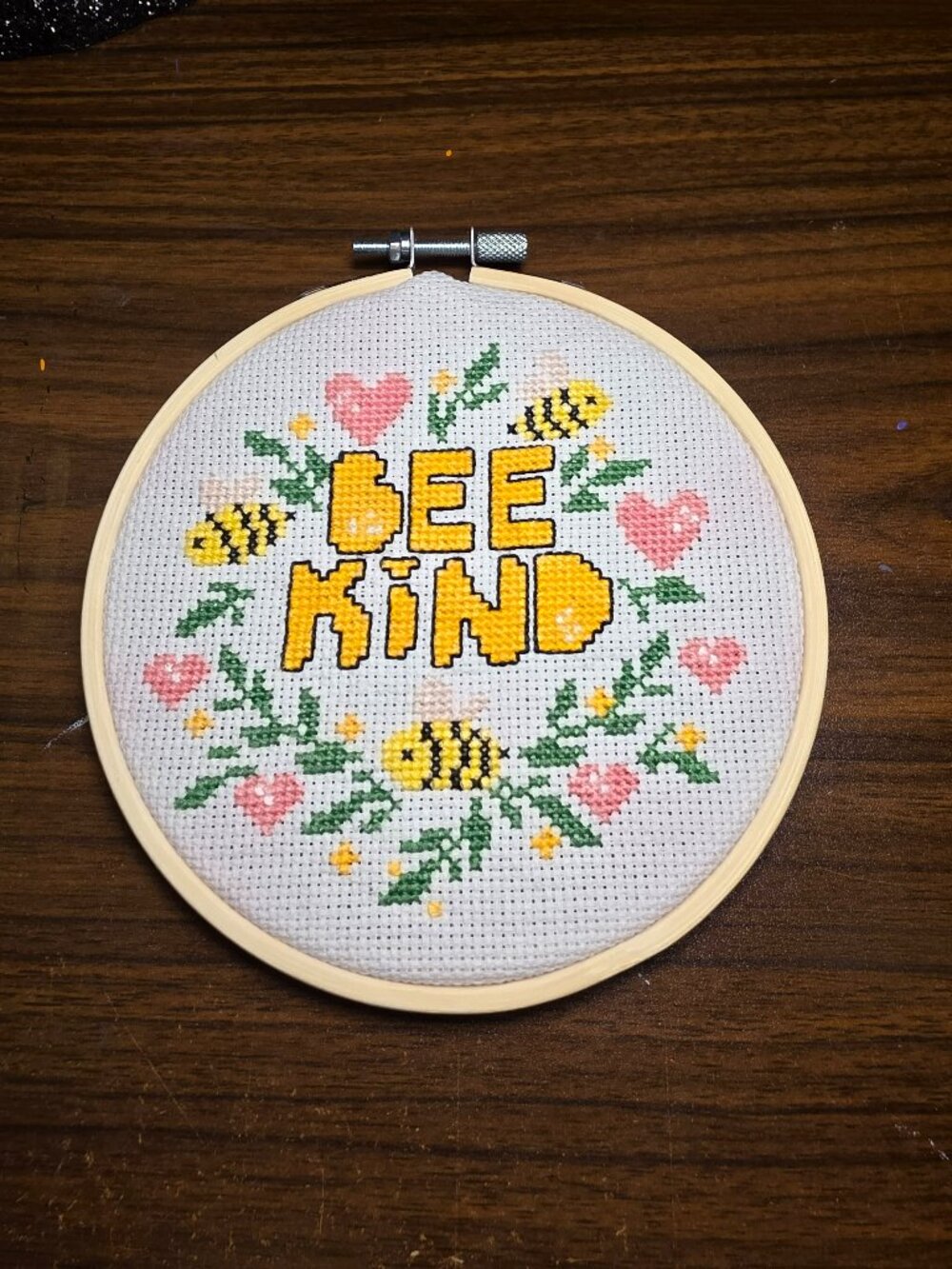 Bee Kind Cross Stitch Wall Hanging